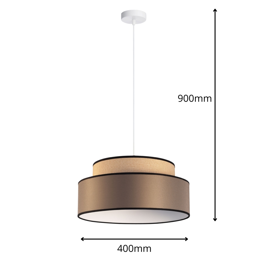 Kattokruunu johdossa GRACE 1xE27/60W/230V beige/ruskea