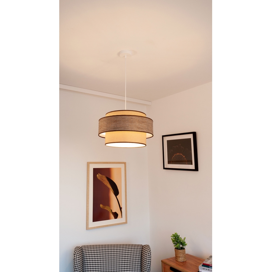 Kattokruunu johdossa GRACE 1xE27/60W/230V beige/ruskea