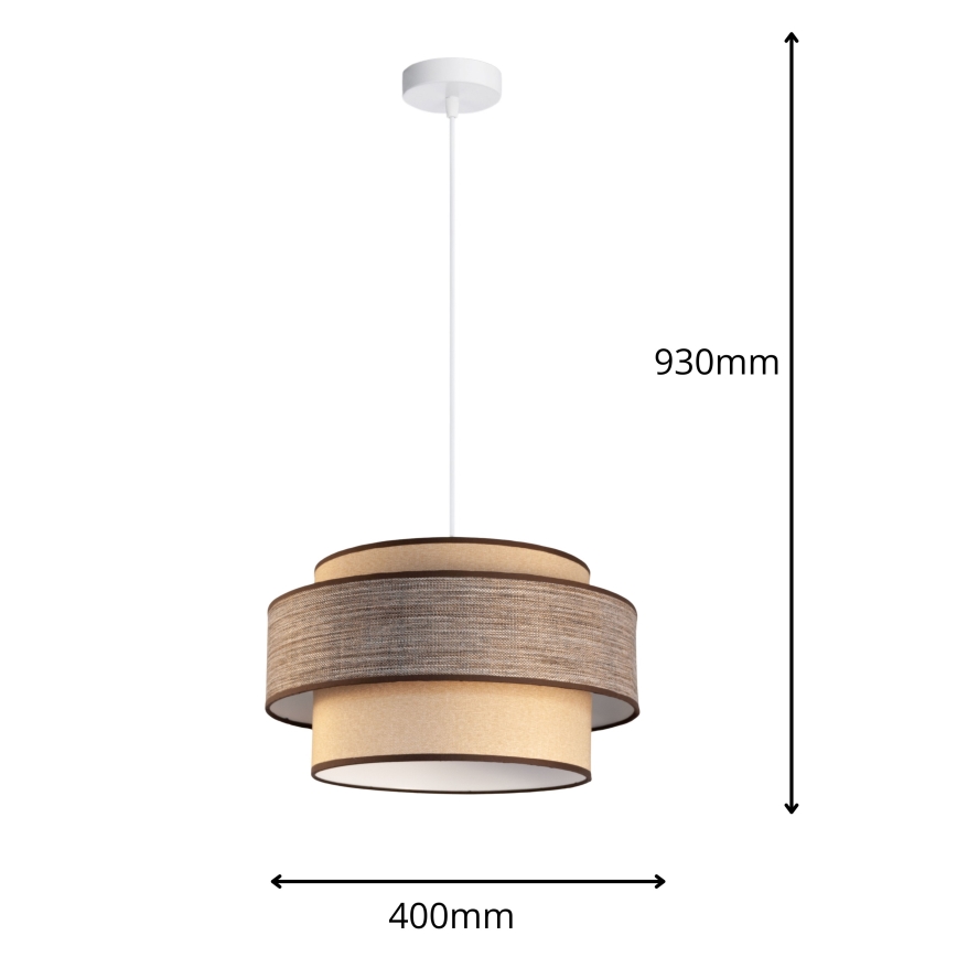 Kattokruunu johdossa GRACE 1xE27/60W/230V beige/ruskea