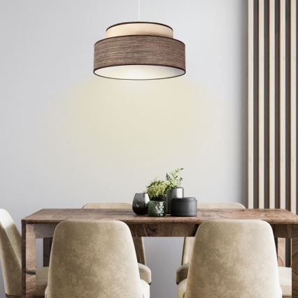Kattokruunu johdossa GRACE 1xE27/60W/230V halkaisija 40 cm kerma/ruskea