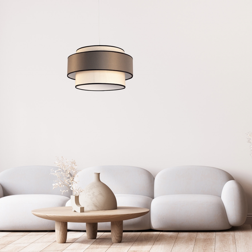 Kattokruunu johdossa GRACE 1xE27/60W/230V halkaisija 40 cm kerma/ruskea