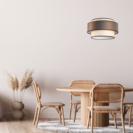 Kattokruunu johdossa GRACE 1xE27/60W/230V halkaisija 40 cm kerma/ruskea