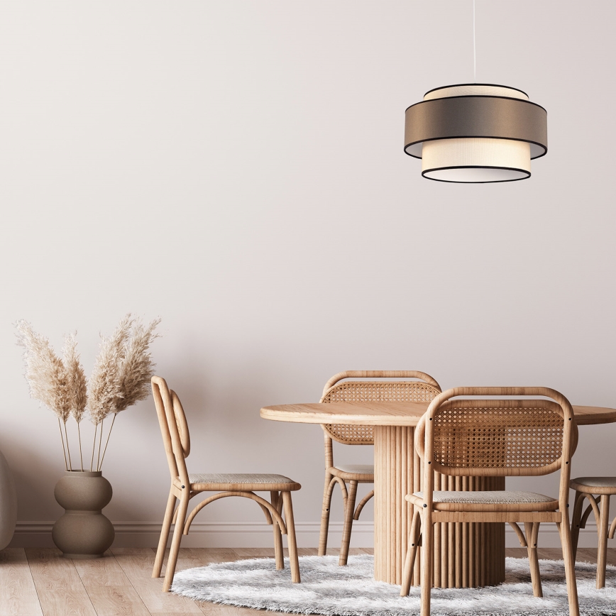 Kattokruunu johdossa GRACE 1xE27/60W/230V halkaisija 40 cm kerma/ruskea