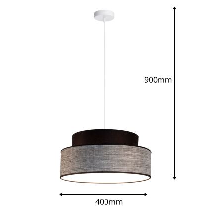 Kattokruunu johdossa GRACE 1xE27/60W/230V halkaisija 40 cm musta/harmaa