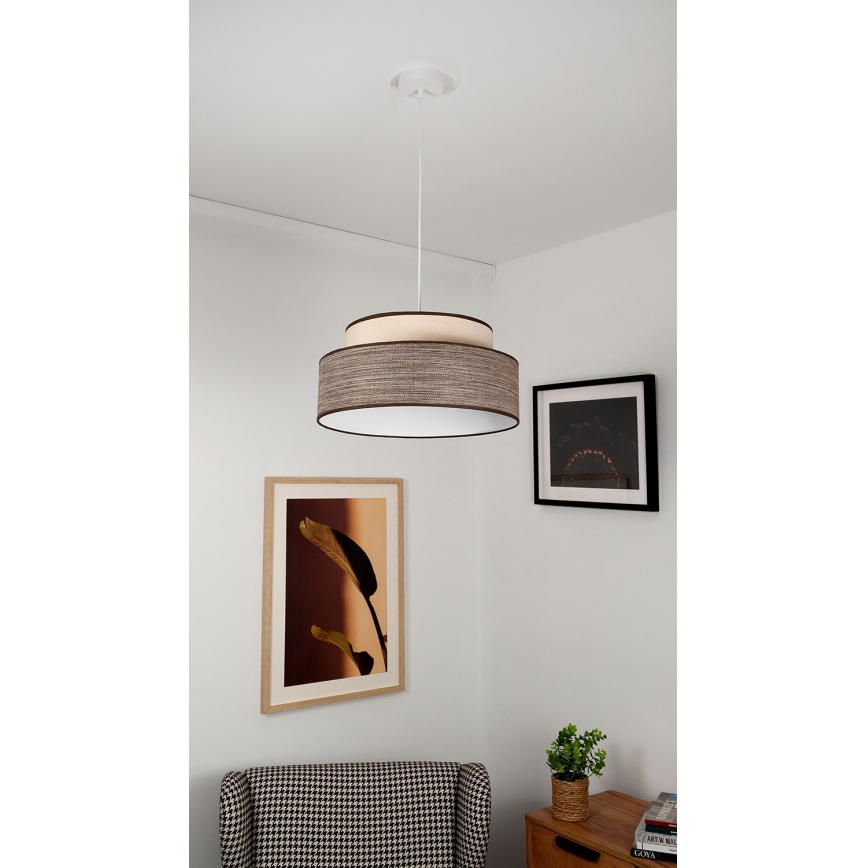 Kattokruunu johdossa GRACE 1xE27/60W/230V kerma/ruskea