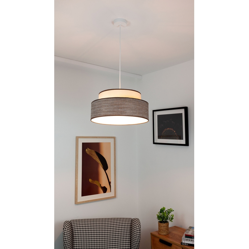 Kattokruunu johdossa GRACE 1xE27/60W/230V kerma/ruskea