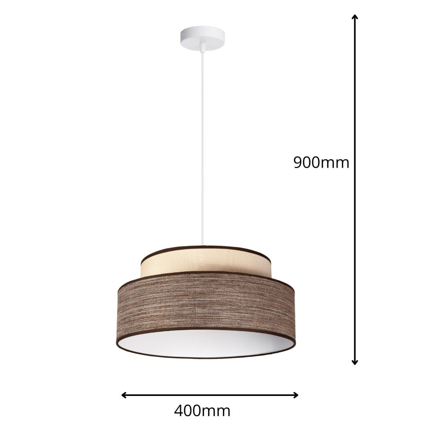 Kattokruunu johdossa GRACE 1xE27/60W/230V kerma/ruskea