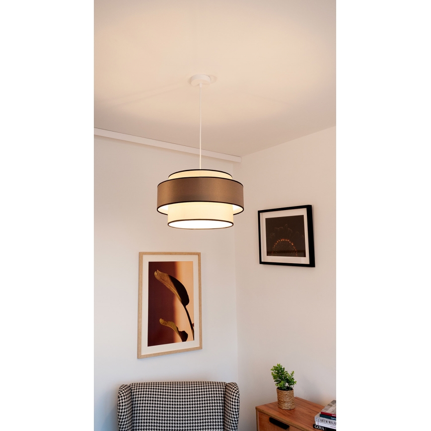 Kattokruunu johdossa GRACE 1xE27/60W/230V kerma/ruskea