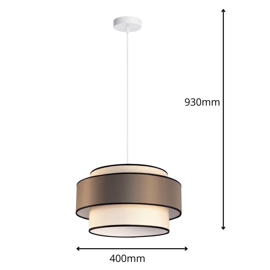 Kattokruunu johdossa GRACE 1xE27/60W/230V kerma/ruskea