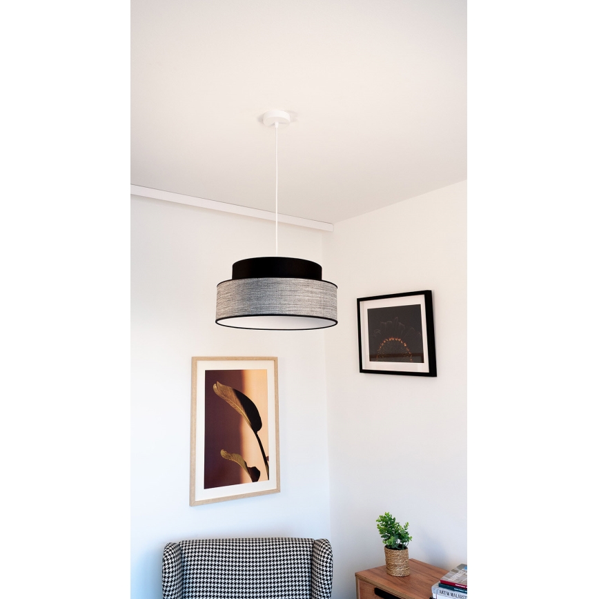 Kattokruunu johdossa GRACE 1xE27/60W/230V musta/harmaa