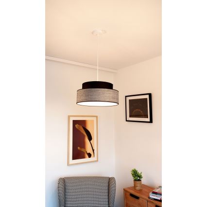 Kattokruunu johdossa GRACE 1xE27/60W/230V musta/harmaa