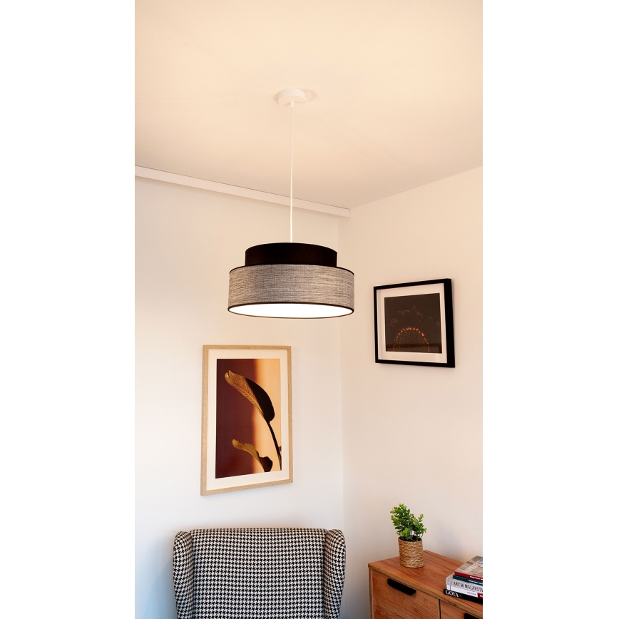 Kattokruunu johdossa GRACE 1xE27/60W/230V musta/harmaa