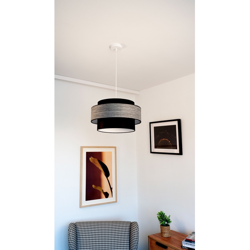 Kattokruunu johdossa GRACE 1xE27/60W/230V musta/harmaa