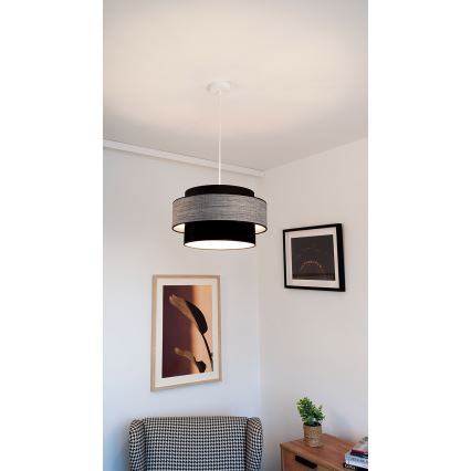 Kattokruunu johdossa GRACE 1xE27/60W/230V musta/harmaa