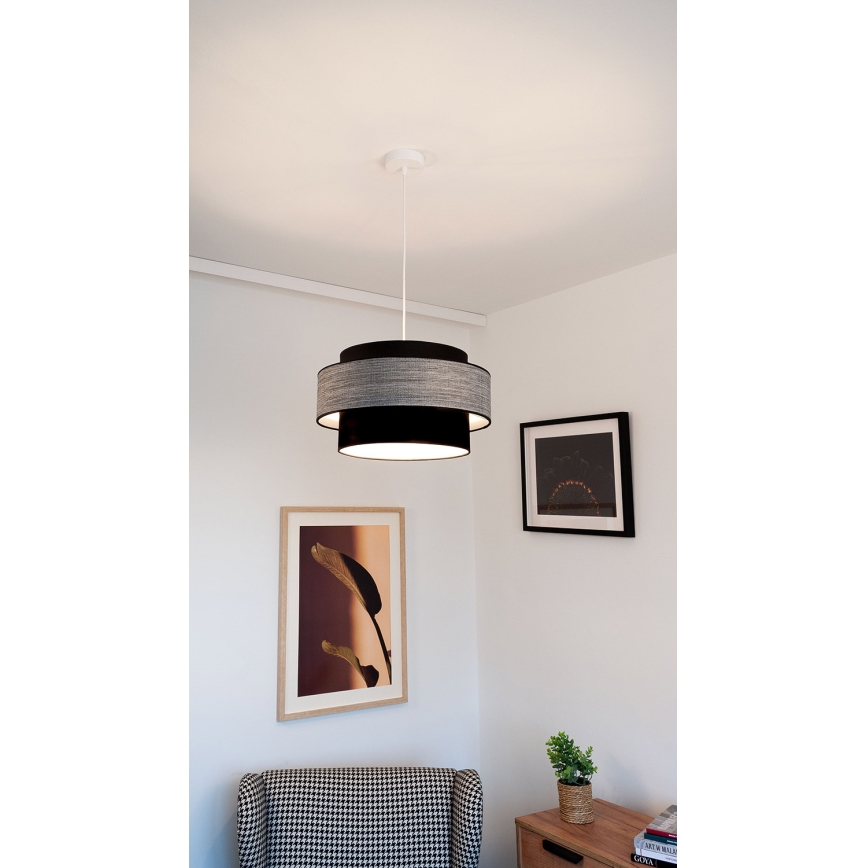 Kattokruunu johdossa GRACE 1xE27/60W/230V musta/harmaa