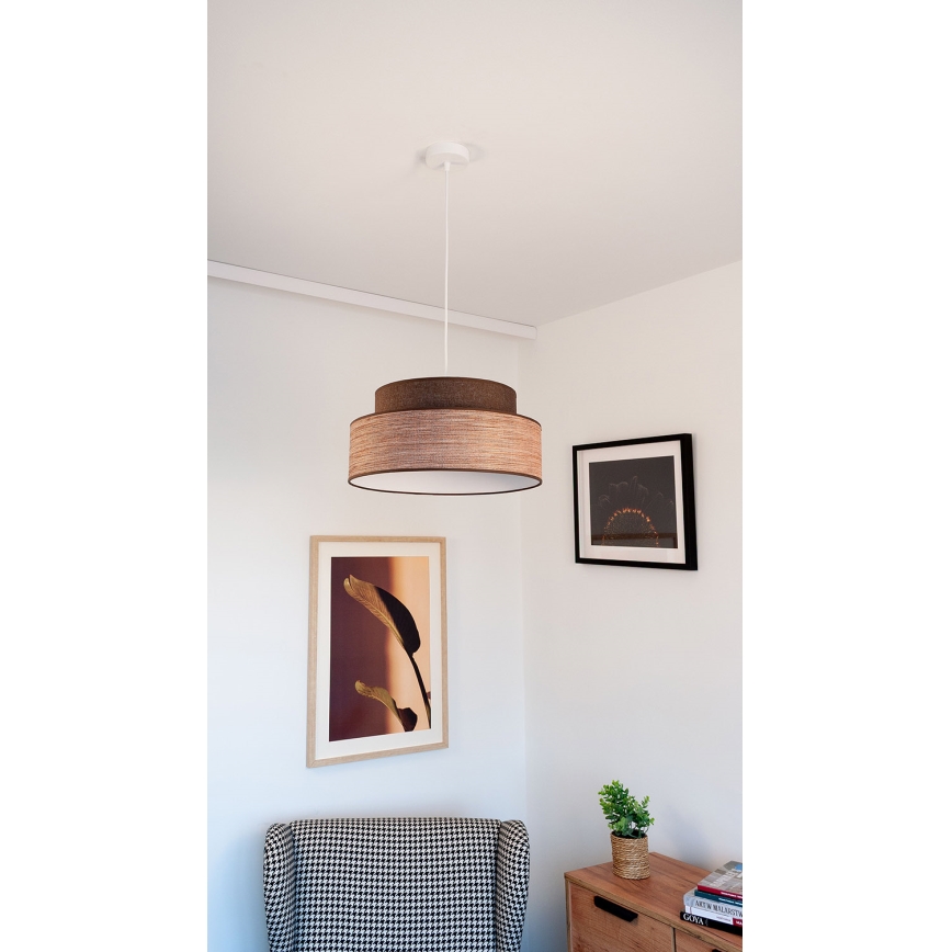 Kattokruunu johdossa GRACE 1xE27/60W/230V ruskea/beige