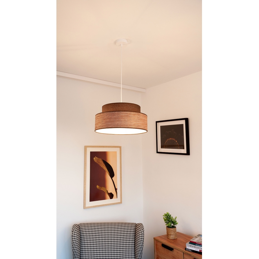 Kattokruunu johdossa GRACE 1xE27/60W/230V ruskea/beige