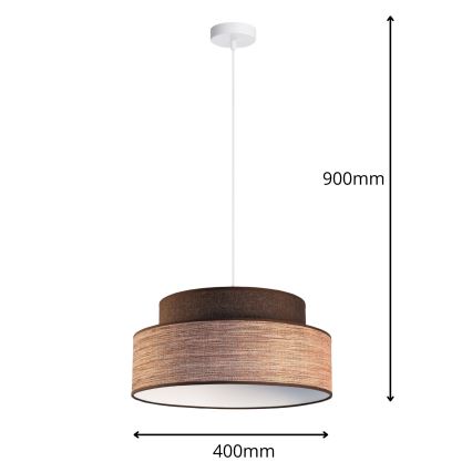 Kattokruunu johdossa GRACE 1xE27/60W/230V ruskea/beige