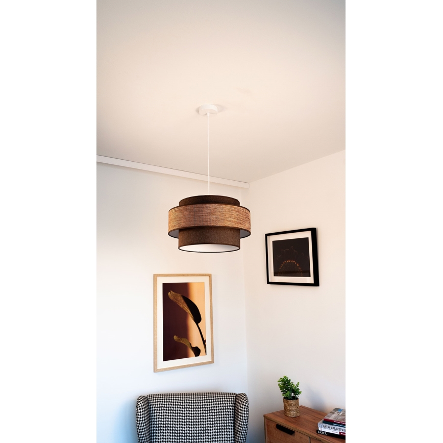 Kattokruunu johdossa GRACE 1xE27/60W/230V ruskea/beige