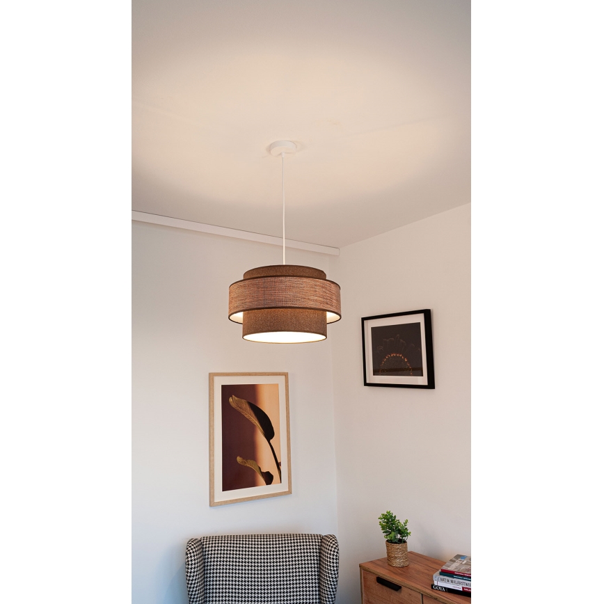 Kattokruunu johdossa GRACE 1xE27/60W/230V ruskea/beige