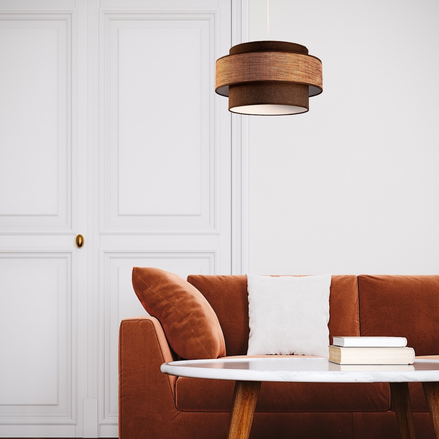 Kattokruunu johdossa GRACE 1xE27/60W/230V ruskea/beige
