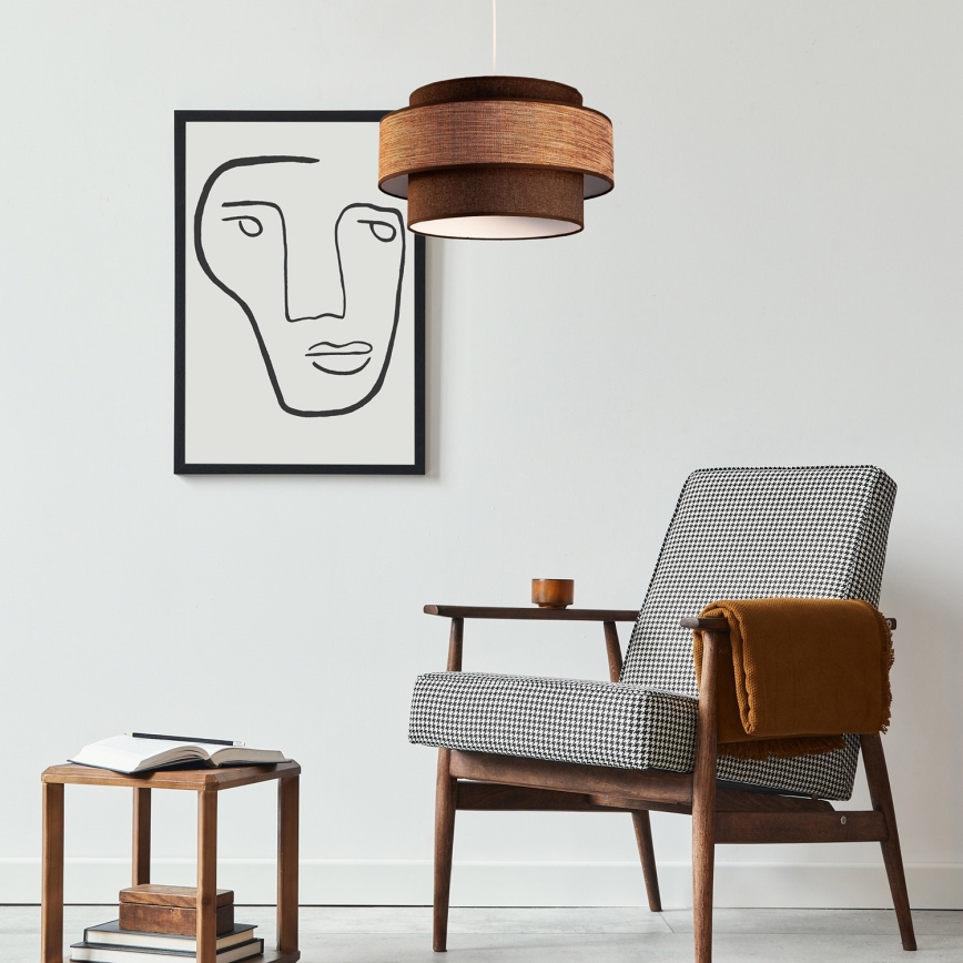 Kattokruunu johdossa GRACE 1xE27/60W/230V ruskea/beige