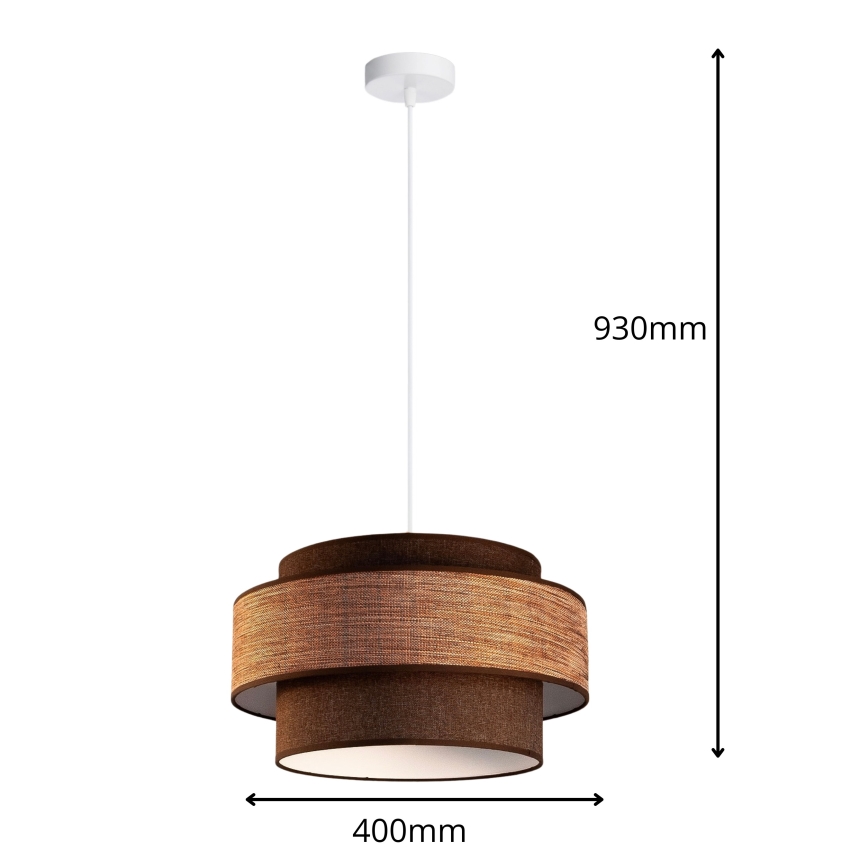 Kattokruunu johdossa GRACE 1xE27/60W/230V ruskea/beige