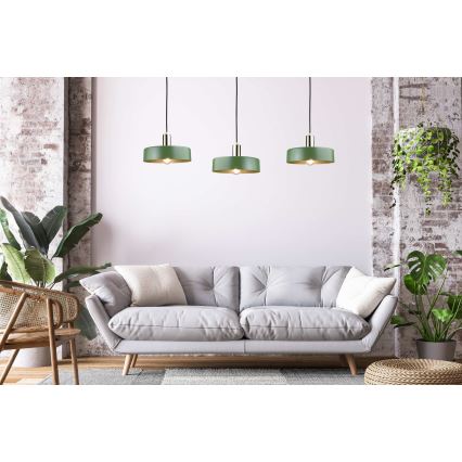 Kattokruunu johdossa HAKI 3xE27/60W/230V vihreä/musta/kiiltävä kromi