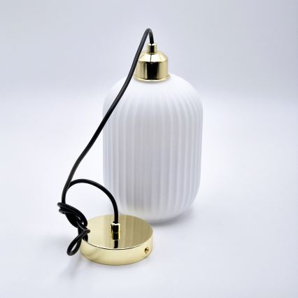 Kattokruunu johdossa HARMA 1xE27/15W/230V halkaisija 14 cm valkoinen/kulta