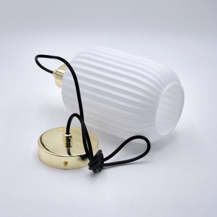 Kattokruunu johdossa HARMA 1xE27/15W/230V halkaisija 14 cm valkoinen/kulta