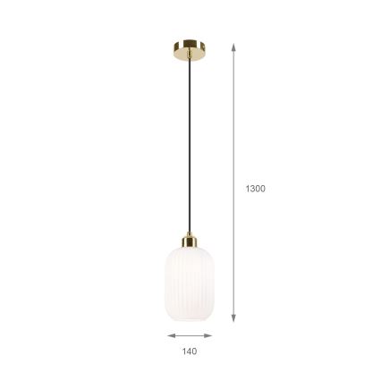 Kattokruunu johdossa HARMA 1xE27/15W/230V halkaisija 14 cm valkoinen/kulta
