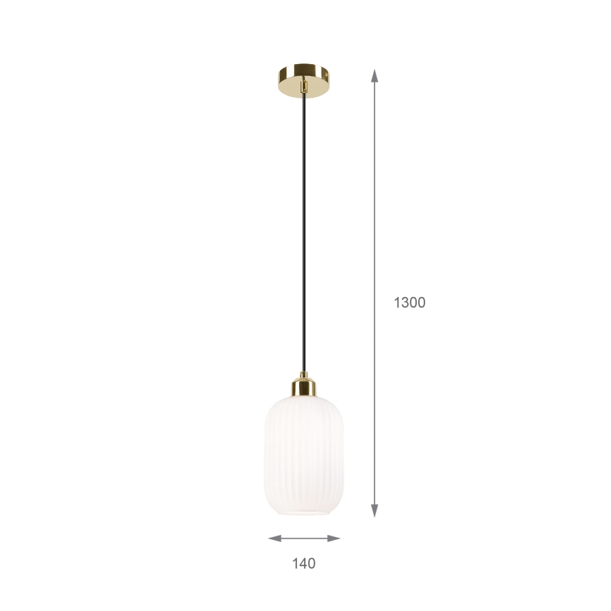 Kattokruunu johdossa HARMA 1xE27/15W/230V halkaisija 14 cm valkoinen/kulta