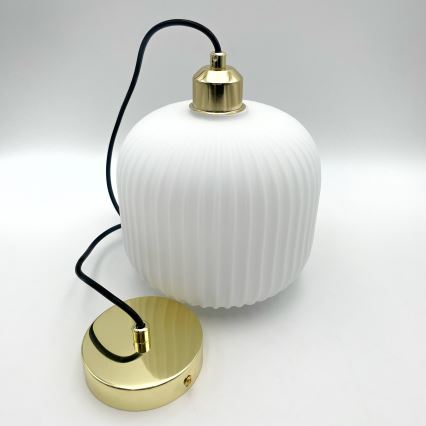 Kattokruunu johdossa HARMA 1xE27/15W/230V halkaisija 20 cm valkoinen/kulta