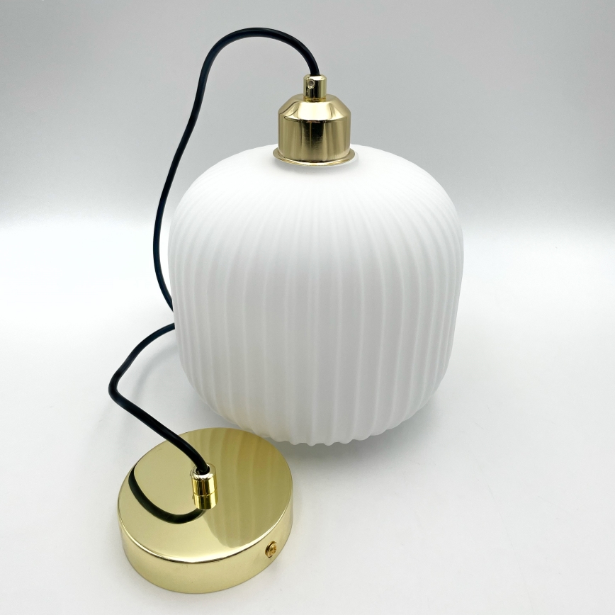 Kattokruunu johdossa HARMA 1xE27/15W/230V halkaisija 20 cm valkoinen/kulta
