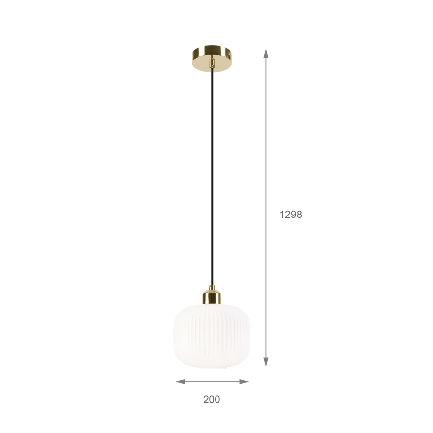 Kattokruunu johdossa HARMA 1xE27/15W/230V halkaisija 20 cm valkoinen/kulta