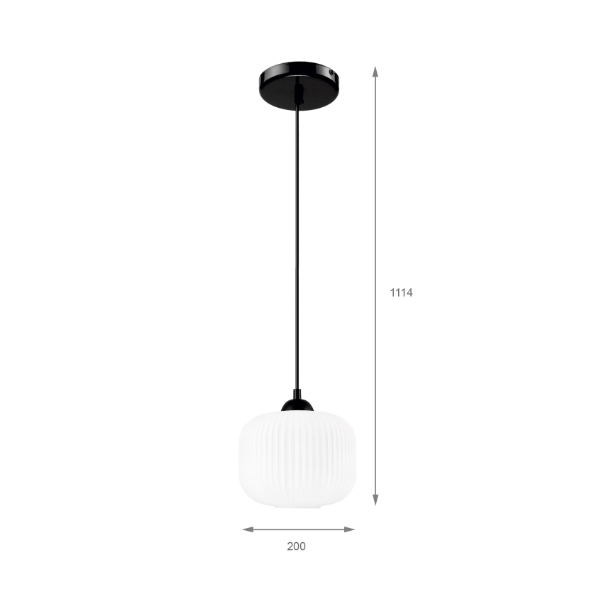 Kattokruunu johdossa HARMA 1xE27/15W/230V halkaisija 20 cm valkoinen/musta