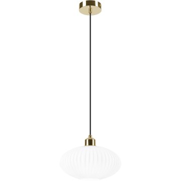 Kattokruunu johdossa HARMA 1xE27/15W/230V halkaisija 25 cm valkoinen/kulta