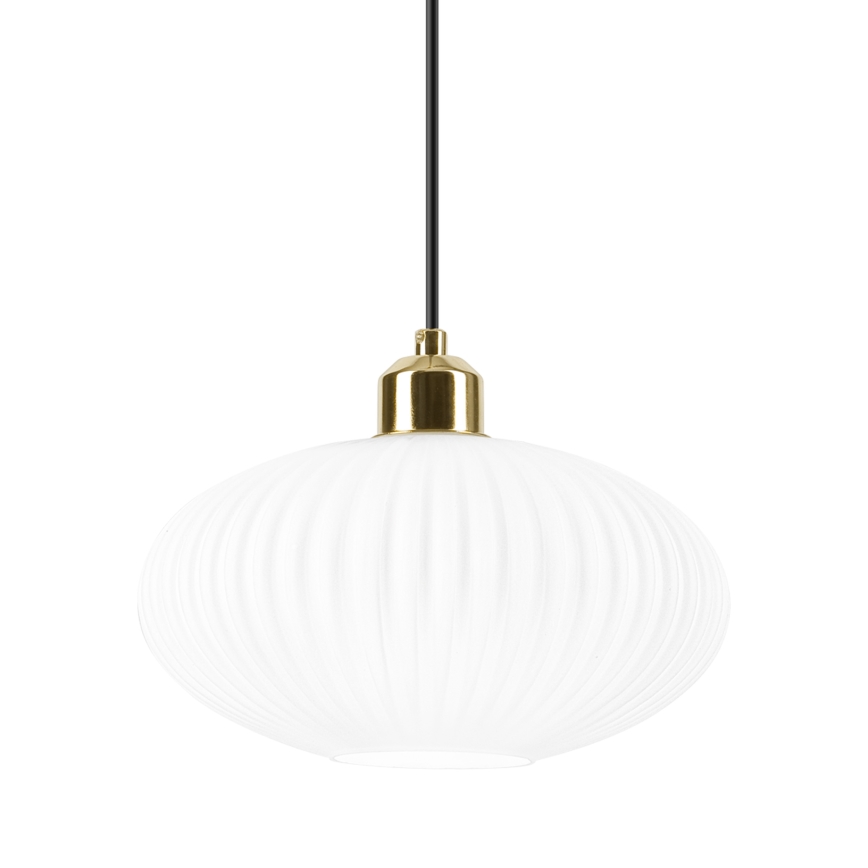 Kattokruunu johdossa HARMA 1xE27/15W/230V halkaisija 25 cm valkoinen/kulta