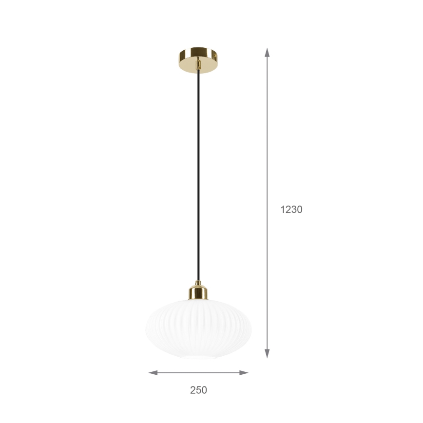 Kattokruunu johdossa HARMA 1xE27/15W/230V halkaisija 25 cm valkoinen/kulta