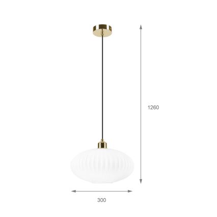 Kattokruunu johdossa HARMA 1xE27/15W/230V halkaisija 30 cm valkoinen/kulta