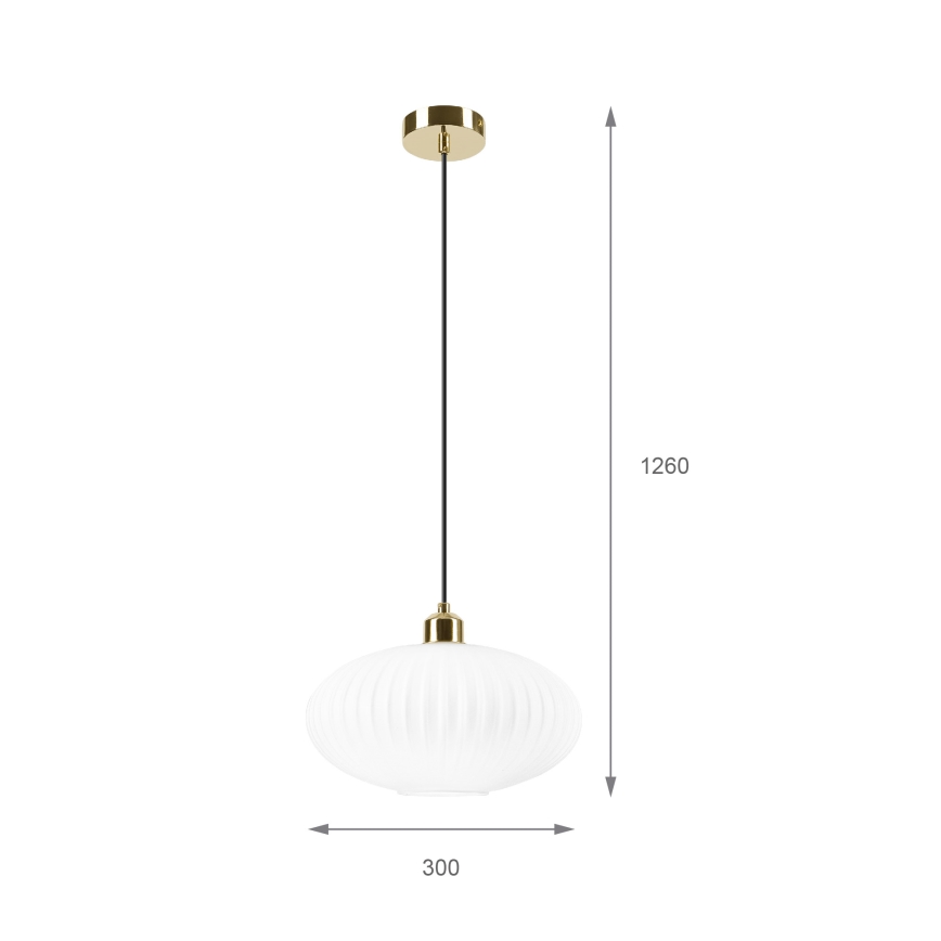 Kattokruunu johdossa HARMA 1xE27/15W/230V halkaisija 30 cm valkoinen/kulta