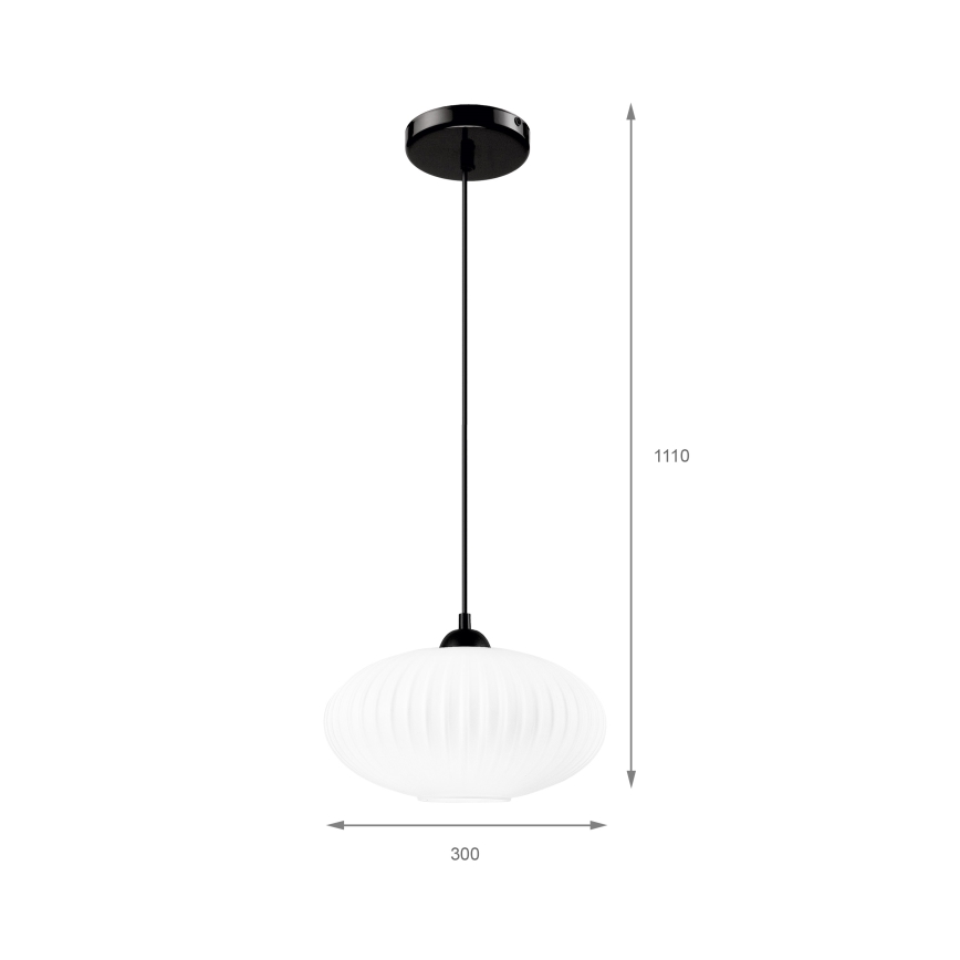 Kattokruunu johdossa HARMA 1xE27/15W/230V halkaisija 30 cm valkoinen/musta