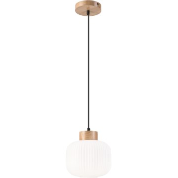 Kattokruunu johdossa HARMONY 1xE27/15W/230V halkaisija 20 cm valkoinen/tammi