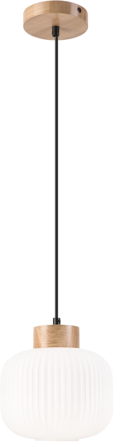 Kattokruunu johdossa HARMONY 1xE27/15W/230V halkaisija 20 cm valkoinen/tammi