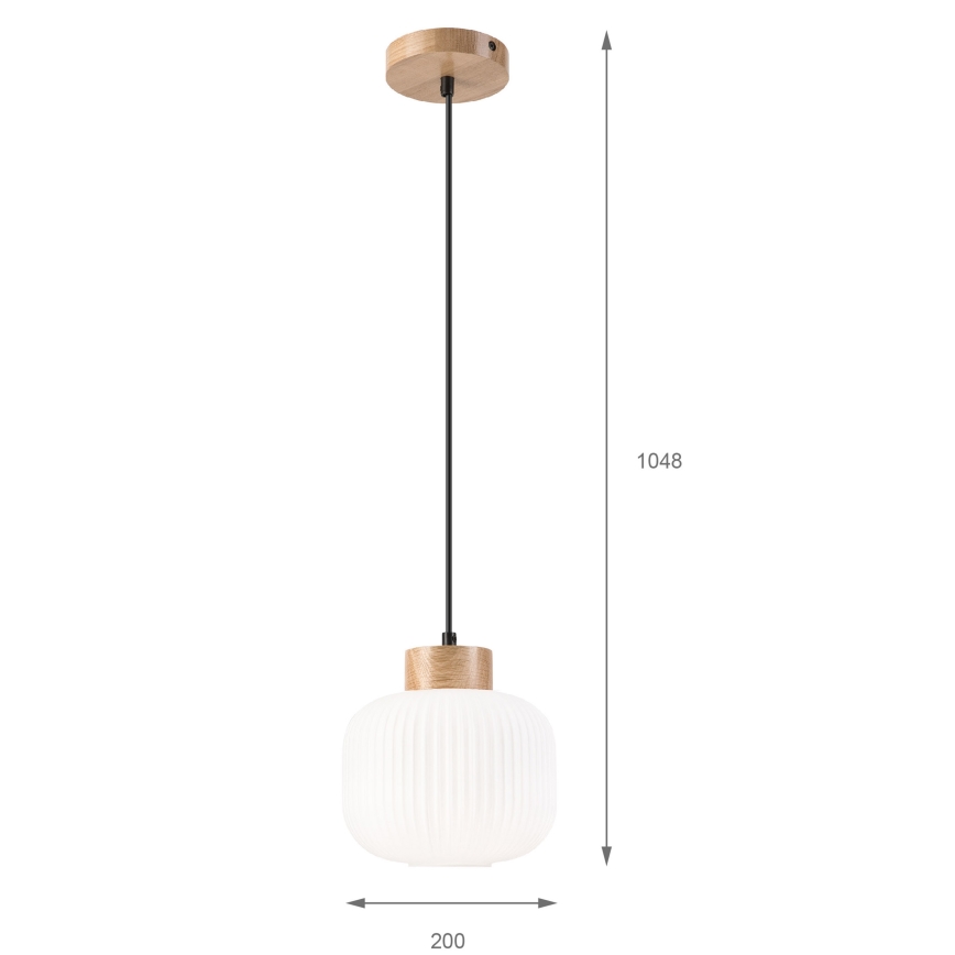 Kattokruunu johdossa HARMONY 1xE27/15W/230V halkaisija 20 cm valkoinen/tammi