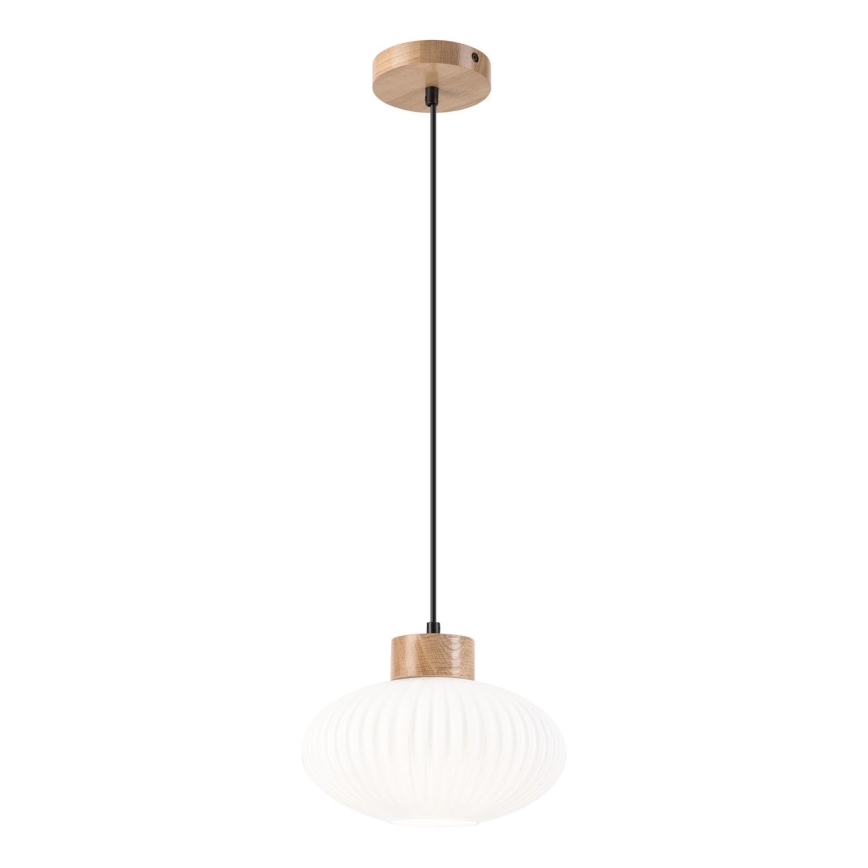 Kattokruunu johdossa HARMONY 1xE27/15W/230V halkaisija 25 cm valkoinen/tammi