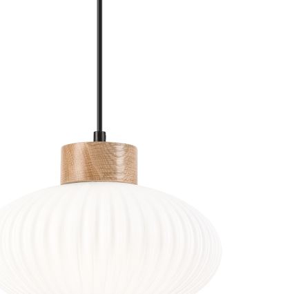 Kattokruunu johdossa HARMONY 1xE27/15W/230V halkaisija 25 cm valkoinen/tammi