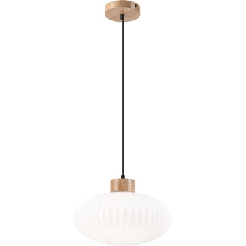 Kattokruunu johdossa HARMONY 1xE27/15W/230V halkaisija 30 cm valkoinen/tammi