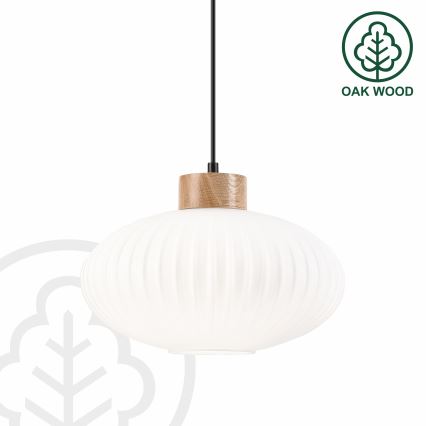 Kattokruunu johdossa HARMONY 1xE27/15W/230V halkaisija 30 cm valkoinen/tammi