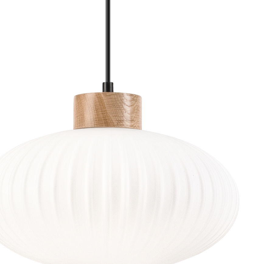 Kattokruunu johdossa HARMONY 1xE27/15W/230V halkaisija 30 cm valkoinen/tammi